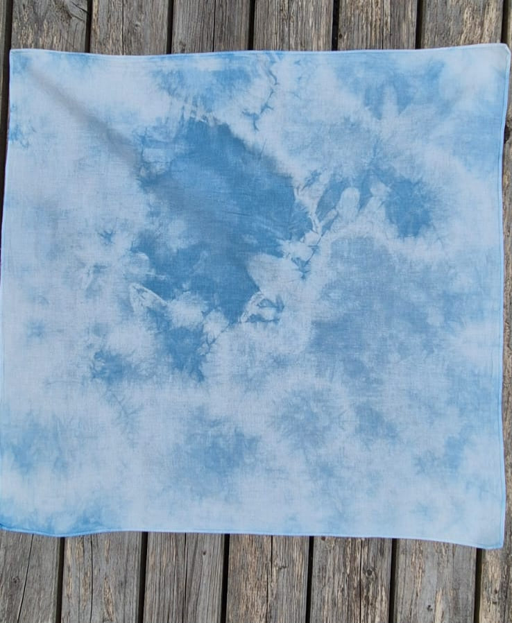 Naturally Dyed Bandana - Indigo Clouds