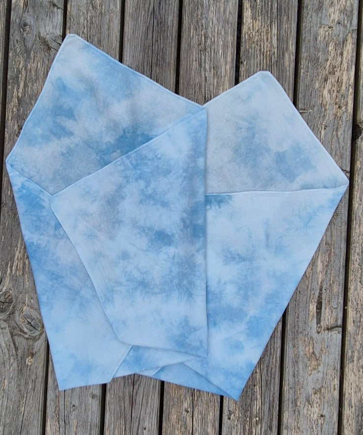 Naturally Dyed Bandana - Indigo Clouds