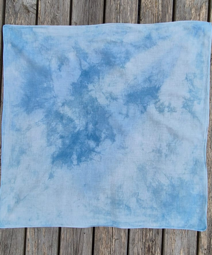 Naturally Dyed Bandana - Indigo Clouds