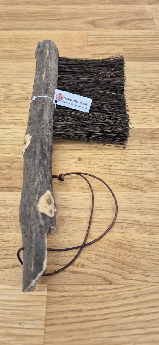 036 - Handcrafted Driftwood Household Brush – Arenga Fibre & brown wire Stitching
