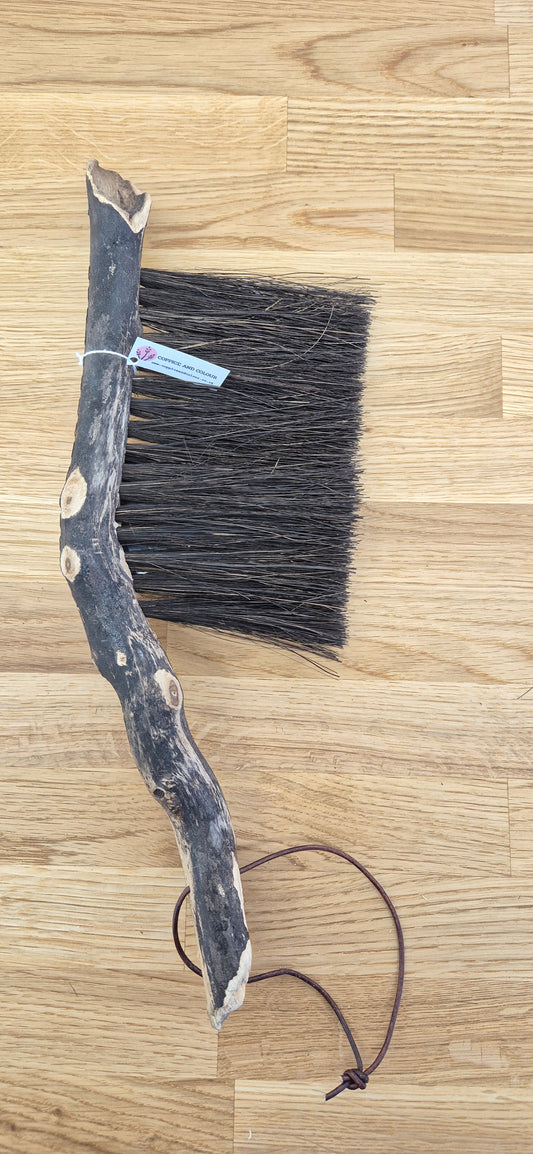 046 - Handcrafted Driftwood Household Brush – Arenga Fibre & brown wire Stitching